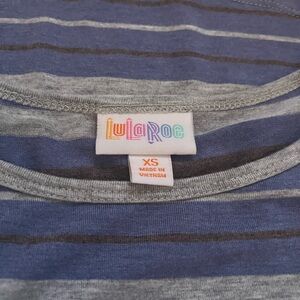 LuLaRoe Striped Blue and Grey Irma Tunic